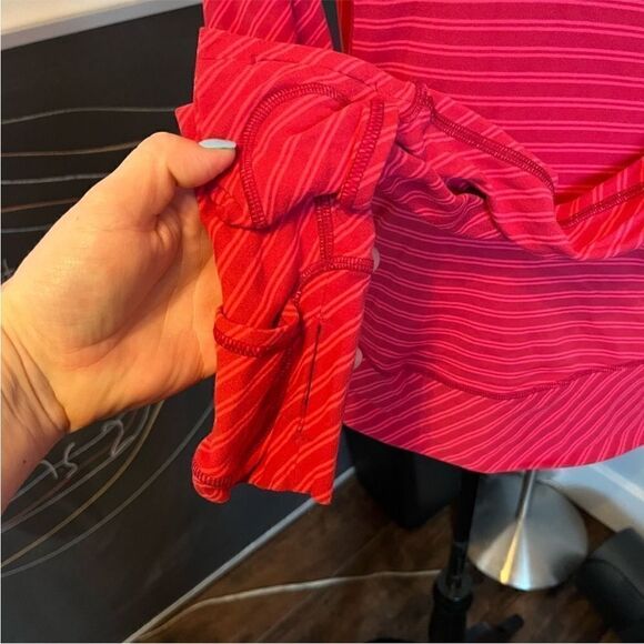 lululemon athletica Red Striped Long Sleeve Top 1/4 zip - Picture 5 of 6